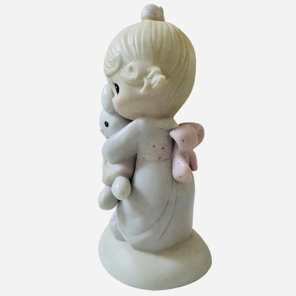 Vintage 1978 Enesco Jesus Loves Me Girl w/ Rabbit Porcelain Figurine 5